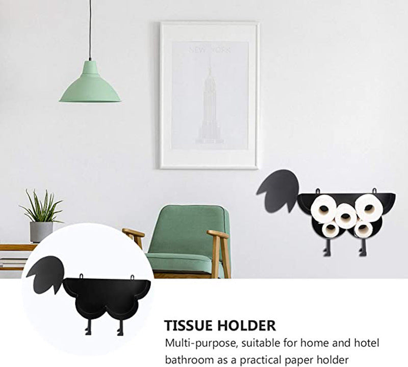 Sheep Toilet Paper Holder - Wrought Iron Paper Towel Holder for Unique Home Decor