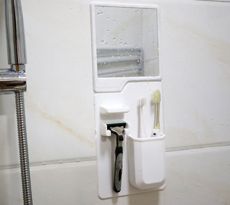 Multi-functional Suction Toothbrush Holder - Mighty Wall Mirror Suction Toothpaste Storage Organizer for Bathroom and Shower