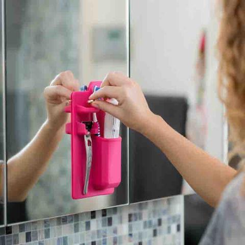 Multi-functional Suction Toothbrush Holder - Mighty Wall Mirror Suction Toothpaste Storage Organizer for Bathroom and Shower