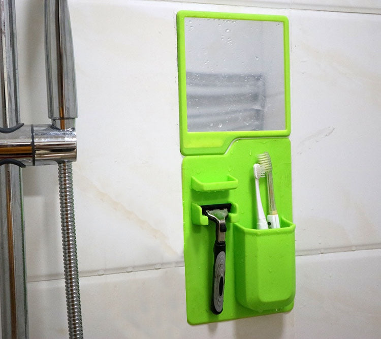 Multi-functional Suction Toothbrush Holder - Mighty Wall Mirror Suction Toothpaste Storage Organizer for Bathroom and Shower