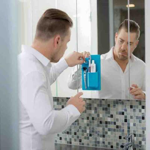 Multi-functional Suction Toothbrush Holder - Mighty Wall Mirror Suction Toothpaste Storage Organizer for Bathroom and Shower