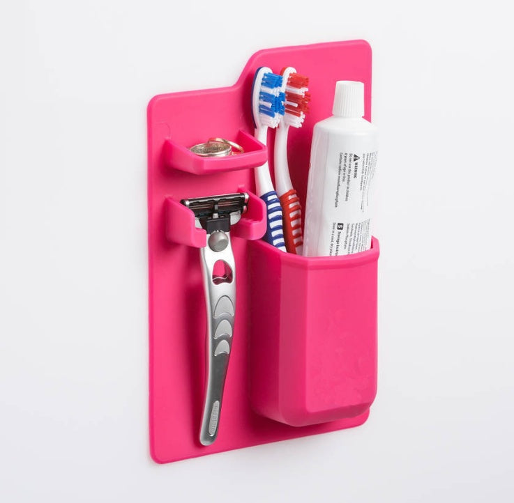 Multi-functional Suction Toothbrush Holder - Mighty Wall Mirror Suction Toothpaste Storage Organizer for Bathroom and Shower