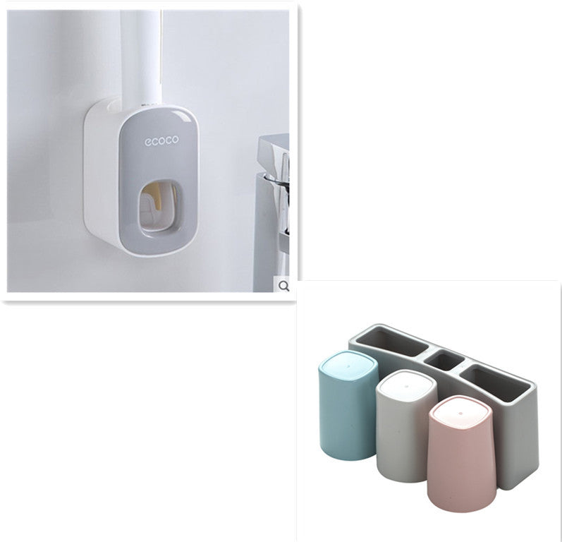 Wall Mounted Automatic Toothpaste Dispenser and Bathroom Accessories Set
