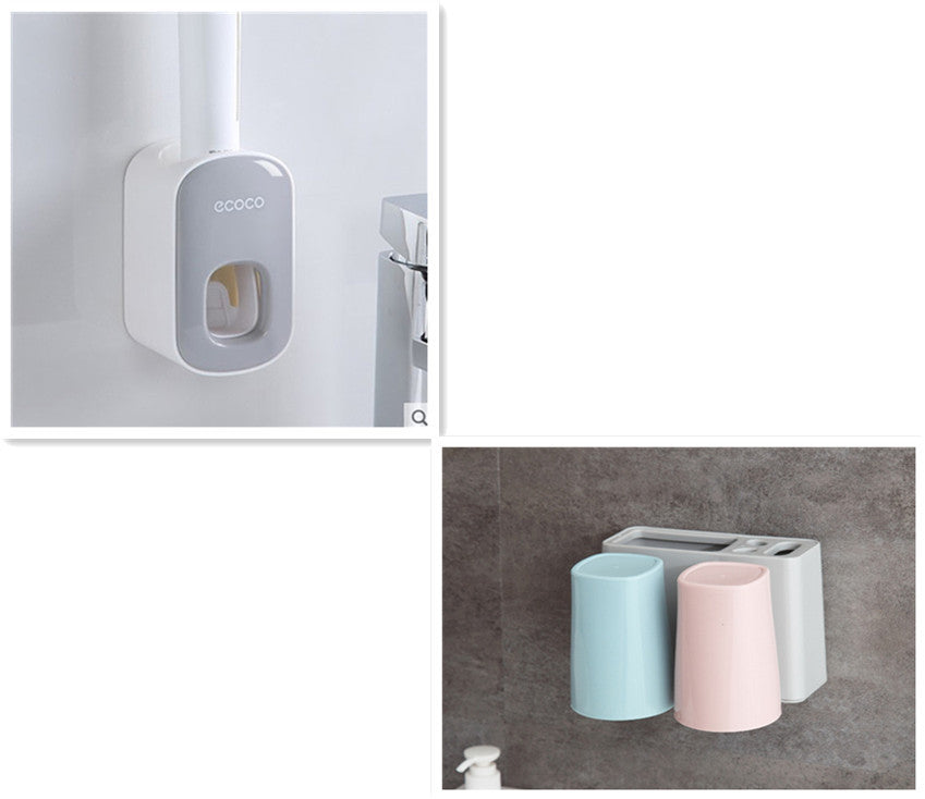 Wall Mounted Automatic Toothpaste Dispenser and Bathroom Accessories Set