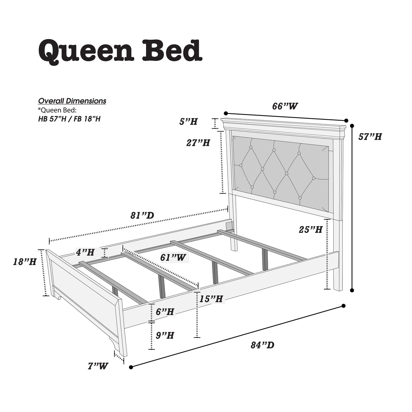 Dark Gray Faux Leather Headboard with LED, Tufted Queen Size Bed Furniture in Gray, Unique Texture, Solid Wood Support