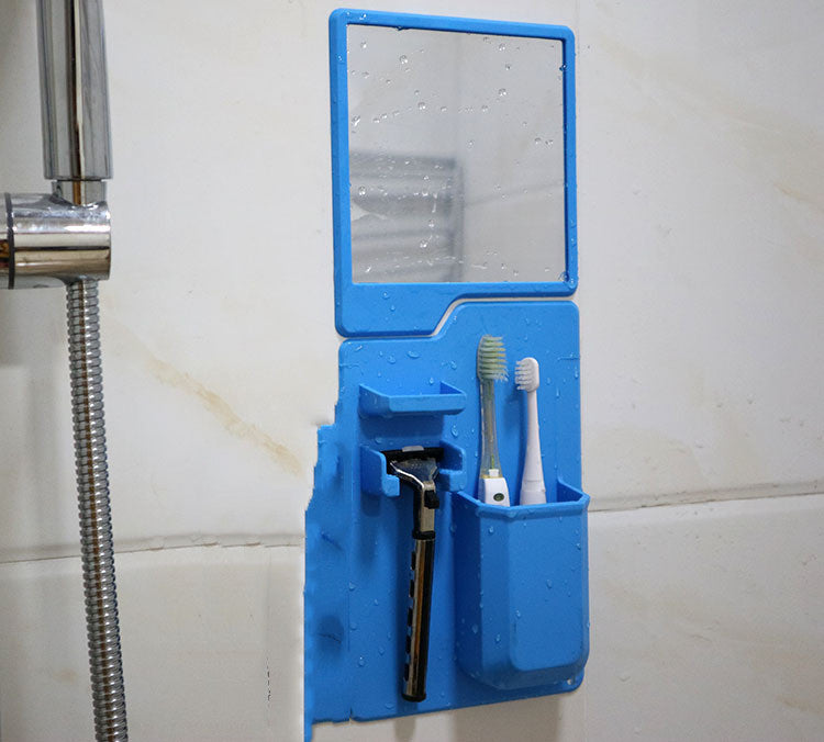 Multi-functional Suction Toothbrush Holder - Mighty Wall Mirror Suction Toothpaste Storage Organizer for Bathroom and Shower