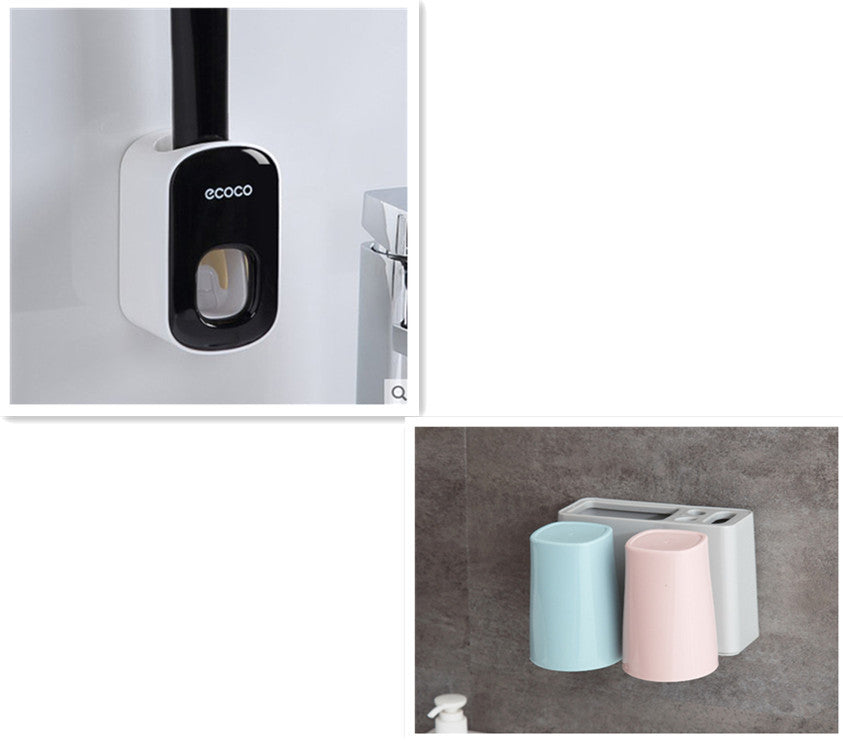 Wall Mounted Automatic Toothpaste Dispenser and Bathroom Accessories Set