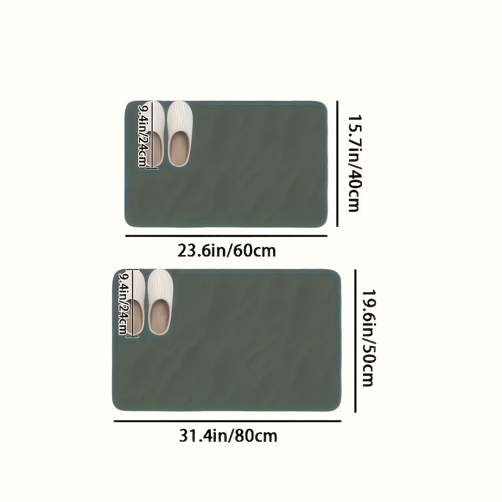 Quick-Dry Diatomite Bath Mat - Non-Slip Clover Design Absorbent Bathroom Rug 50x80cm