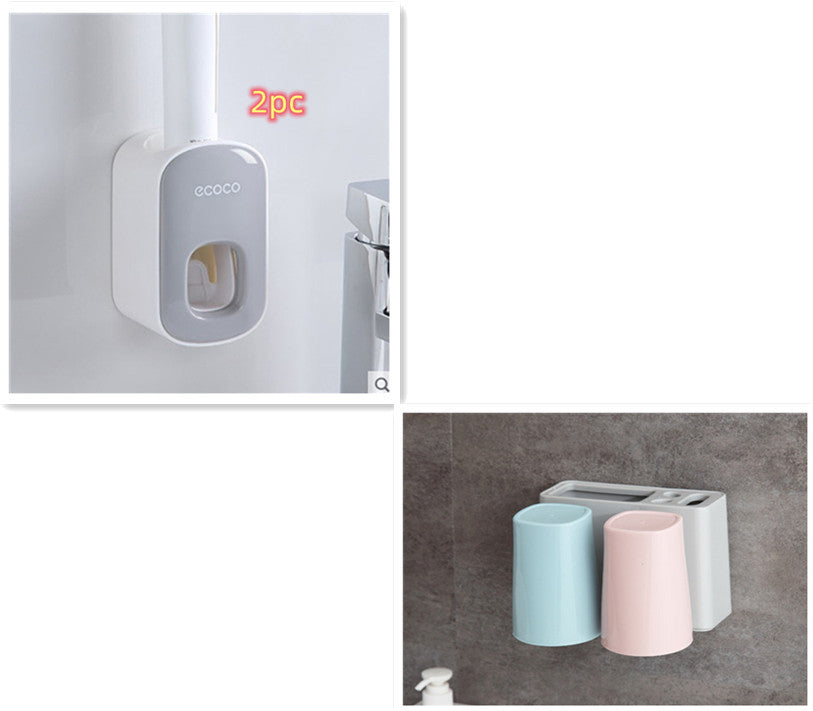 Wall Mounted Automatic Toothpaste Dispenser and Bathroom Accessories Set