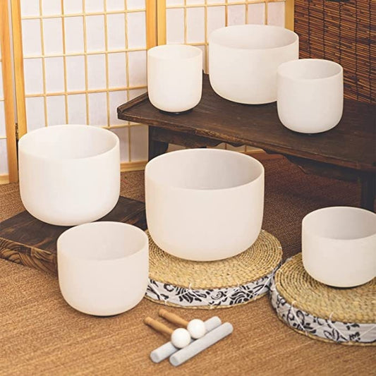 White Minor Flaw Entry Crystal Temple Bell Suit Yoga Meditation Decompression Sound Therapy Buddha Sound Bowl