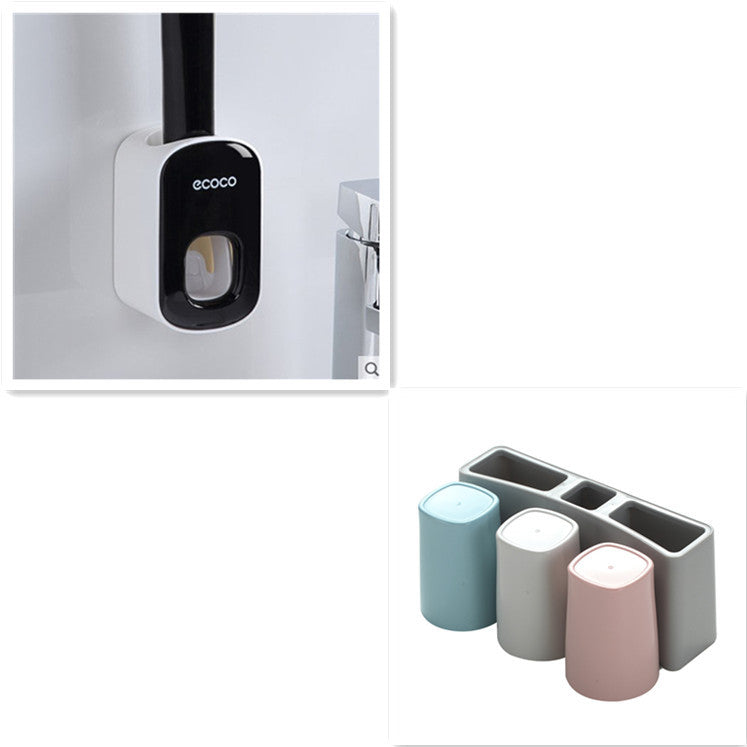 Wall Mounted Automatic Toothpaste Dispenser and Bathroom Accessories Set