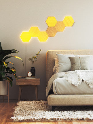 Hexagonal Wood Grain Lamp Panel for Stunning Decorative Background Wall