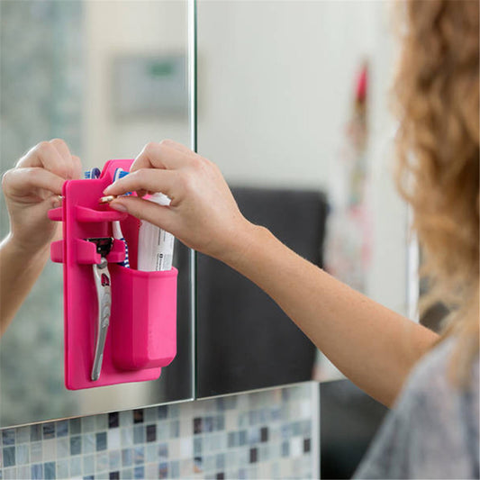 Multi-functional Suction Toothbrush Holder - Mighty Wall Mirror Suction Toothpaste Storage Organizer for Bathroom and Shower
