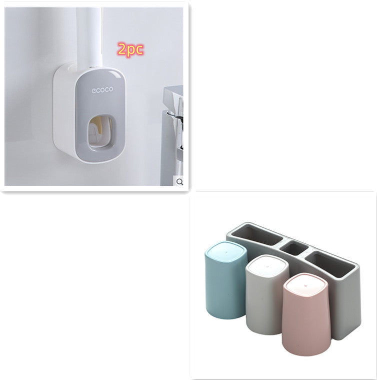 Wall Mounted Automatic Toothpaste Dispenser and Bathroom Accessories Set