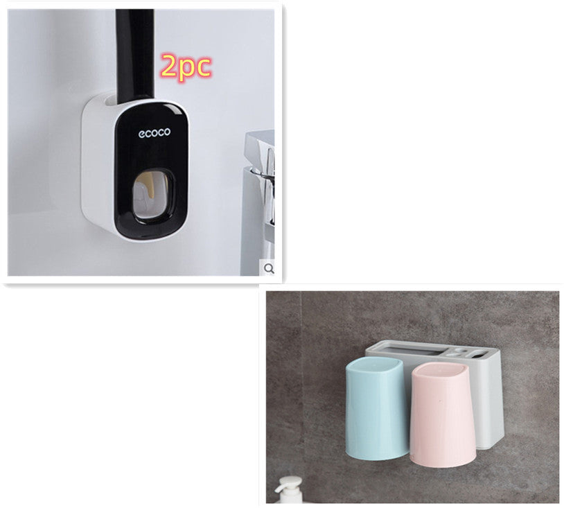 Wall Mounted Automatic Toothpaste Dispenser and Bathroom Accessories Set